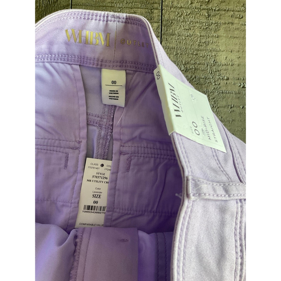 WHBM Outlet Lavender Mid-Rise Utility Cropped Pants Size 00 Straight Leg - Picture 6 of 8